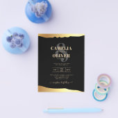 Zwarte Trouwjurk Goud Folie Schrift Elegant Evenem Flyer (Enkel)