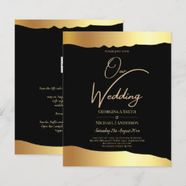 Zwarte Trouwjurk Goud Folie Schrift Elegante Gebeu