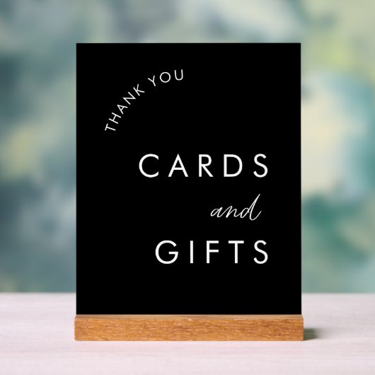 Zwarte Trouwkaarten en Cadeau Tafel Acryl Bord (Neutraal)