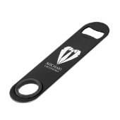 Zwarte Trouwpak en Stropdas Persoonlijk Bruidsjonk Speed Flessenopener (Voorkant Gekanteld)