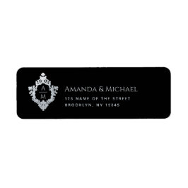 Zwarte trouwrand met monogram 2 initiaal elegant etiket