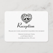 Zwarte Trouwreceptie Liefdesvogels Bloemhart