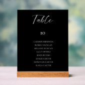 Zwarte trouwstoelindeling tafelkaart elegant acryl bord (Neutraal)