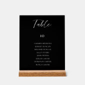 Zwarte trouwstoelindeling tafelkaart elegant acryl bord (Voorkant)