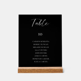 Zwarte trouwstoelindeling tafelkaart elegant acryl bord
