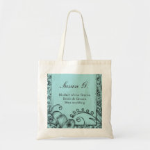 Zwarte trouwtas in vintage stijl en aqua blauw