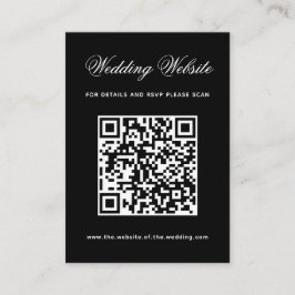 Zwarte Trouwwebsite QR-code Eenvoudige kalligrafie Informatiekaartje