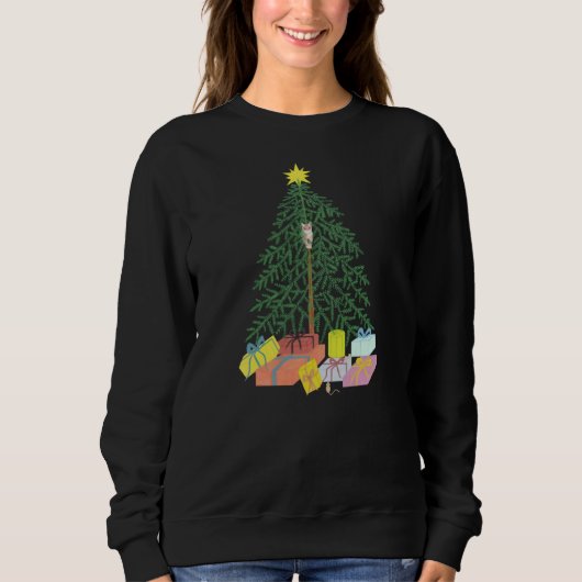 Zwarte trui met kerstboomprint (Voorkant)