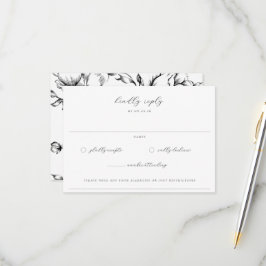 Zwarte Tuin Bloemen Bruiloft RSVP Kaartje