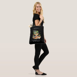 Zwarte tuin kruiwagen van planten geluksquote tote bag