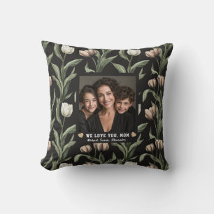 Zwarte Tulp Bloemige Moeder Mama Bank Kussen