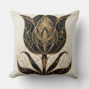 🌷 Zwarte Tulp Elegante Huisstijl Bloemkunst ✨ Kussen