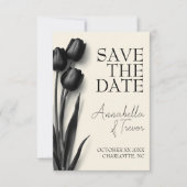 Zwarte Tulp Gotische Bloemige Bruiloft Save The Date (Voorkant)