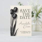 Zwarte Tulp Gotische Bloemige Bruiloft Save The Date (Staand voorkant)