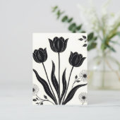 Zwarte Tulp Silhouet Patroon Briefkaart (Staand voorkant)