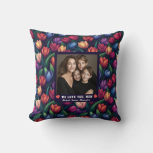 Zwarte Tulp Textuur Eerste Keer Moeder Dag Luxe Kussen