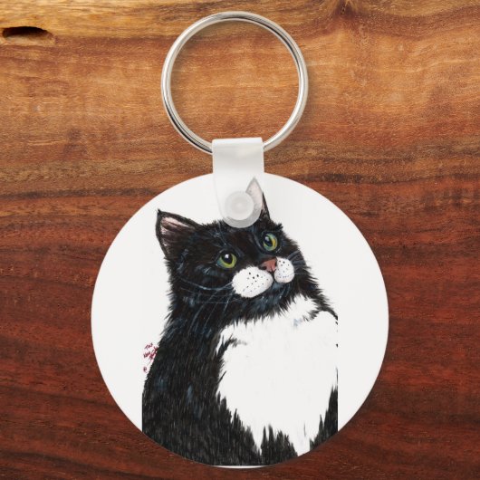 zwarte tulpkat sleutelhanger (Voorkant)