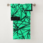 Zwarte turkooizen abstract bad handdoek (Insitu)