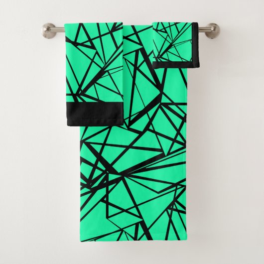 Zwarte turkooizen abstract bad handdoek (Insitu)