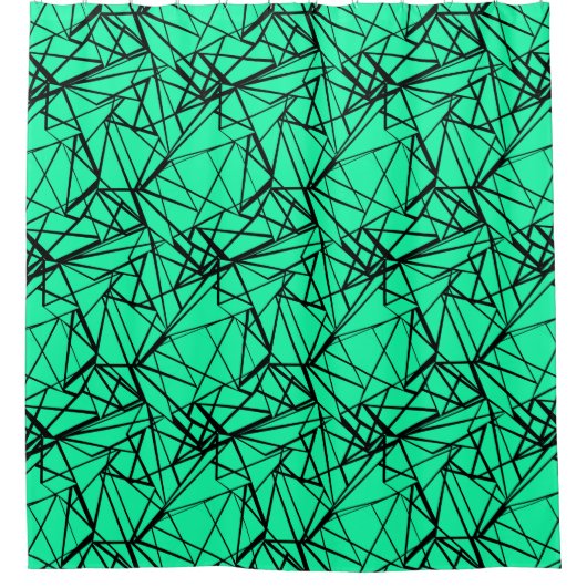 Zwarte turkooizen abstract douchegordijn (Voorkant)