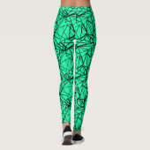 Zwarte turkooizen abstract leggings (Achterkant)