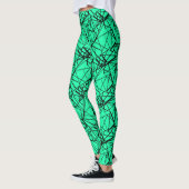 Zwarte turkooizen abstract leggings (Links)
