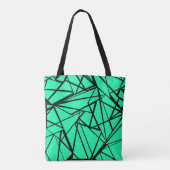 Zwarte turkooizen abstract tote bag (Achterkant)