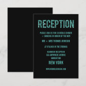 Zwarte Turquoise Glitter Ontvangst Enclosure Kaart (Voorkant / Achterkant)