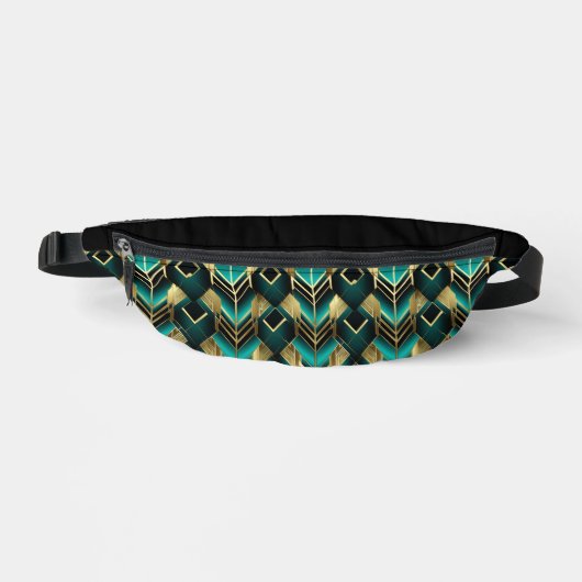 ZWARTE TURQUOISE GOUDEN ART DECO PATRONEN HEUPTASJE (Voorkant)