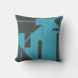 Zwarte Turquoise Menselijke-achtige Stick Figuur A Kussen