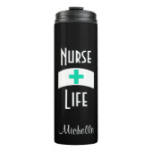 Zwarte Turquoise Neurses Pet Thermosbeker (Voorkant)