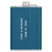 Zwarte Tux met Blauwe Vest Personaliseer Huwelijk Heupfles (Achterkant)