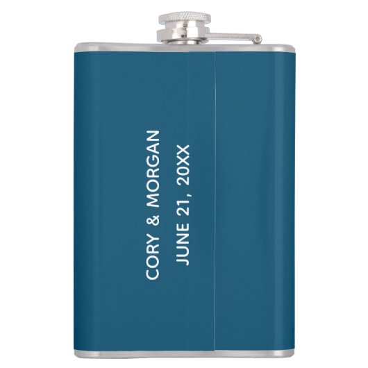 Zwarte Tux met Blue Vest Personalize Wedding Heupfles (Achterkant)