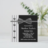 Zwarte Tuxedo Bow Stropdas Mannen verjaardagsfeest Kaart (Staand voorkant)