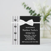 Zwarte Tuxedo Bow Stropdas Mannen verjaardagsfeest Kaart (Staand voorkant)