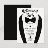 Zwarte Tuxedo Bow Stropdas Pensioenpartij Uitnodig Kaart (Voorkant / Achterkant)