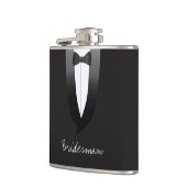 Zwarte Tuxedo Bridesman Wedding Flask Heupfles (Links)