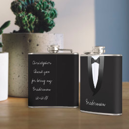 Zwarte Tuxedo Bridesman Wedding Flask Heupfles