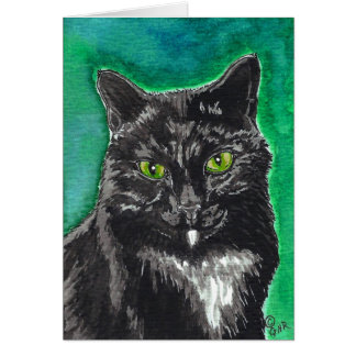 Zwarte Tuxedo Cat Blank Card
