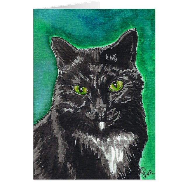 Zwarte Tuxedo Cat Blank Card (Voorkant)