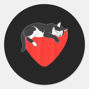 Zwarte Tuxedo Cat Lover Eigenaar Valentijnsdag Lov Ronde Sticker