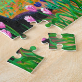 Zwarte Tuxedo Cat Tulips Art Creationarts Legpuzzel (Zijkant)