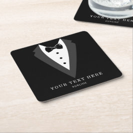 Zwarte Tuxedo Groom Groomsmen Weddenschap Kartonnen Onderzetters