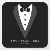 Zwarte Tuxedo Groom Groomsmen Weddenschap Kartonnen Onderzetters (Voorkant)