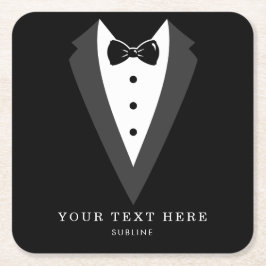 Zwarte Tuxedo Groom Groomsmen Weddenschap Kartonnen Onderzetters