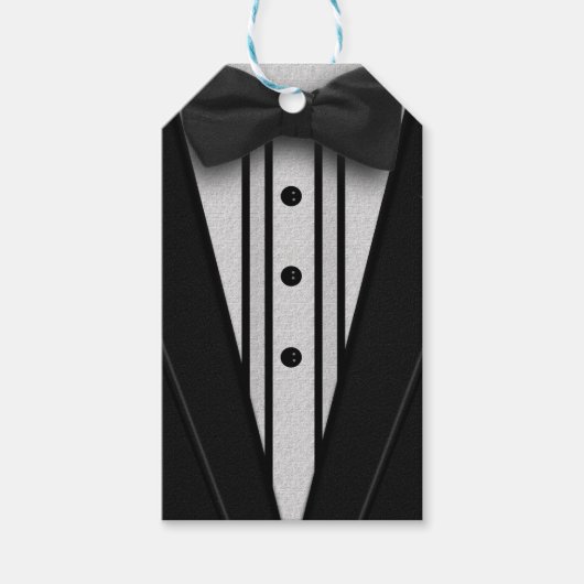Zwarte Tuxedo met Bow-Stropdas Cadeaulabel (Voorkant)