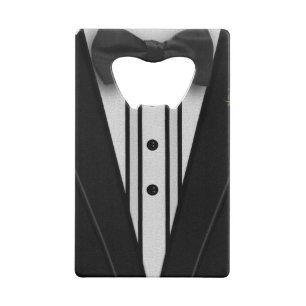 Zwarte Tuxedo met Bow-Stropdas Creditkaart Flessenopener