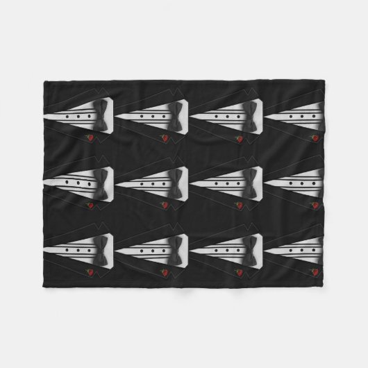 Zwarte Tuxedo met Bow-Stropdas Fleece Deken (Voorkant (Horizontaal))