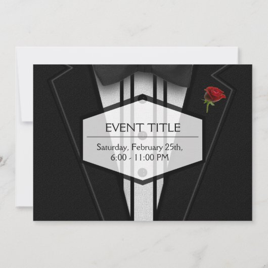 Zwarte Tuxedo met Bow-Stropdas Kaart (Achterkant)