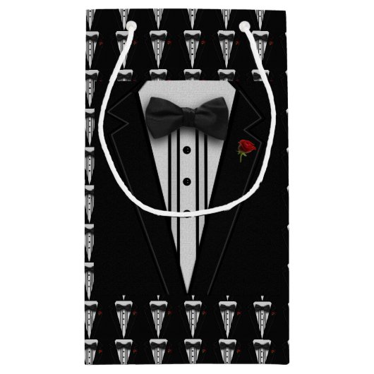 Zwarte Tuxedo met Bow-Stropdas Klein Cadeauzakje (Achterkant)